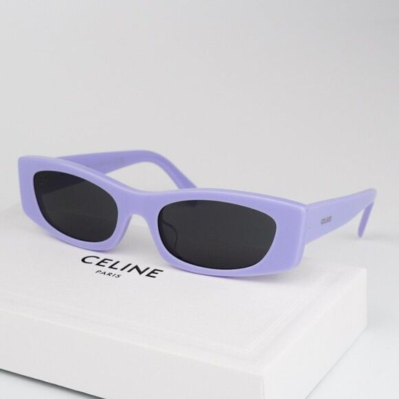 NEW Celine CL40245U 78A Shiny Solid Lilac Beige Smoke Geometric Women Sunglasses - Picture 1 of 10